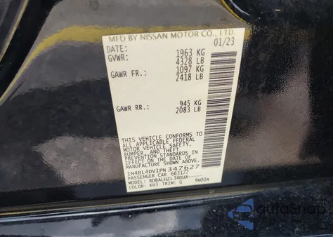 2023 Nissan Altima Sv z USA, uszkodzony, nr VIN 1N4BL4DV1PN347627